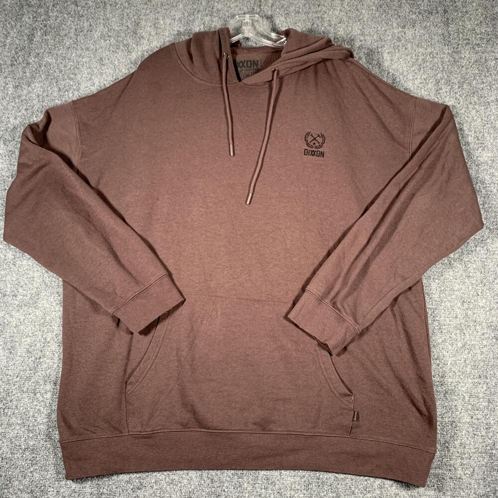 DIXXON Hoodie Mens 3XL Brown Pullover Fleece Kangaroo Pocket Logo Sweatshirt